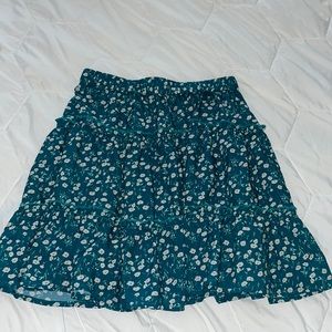 Green floral print skirt